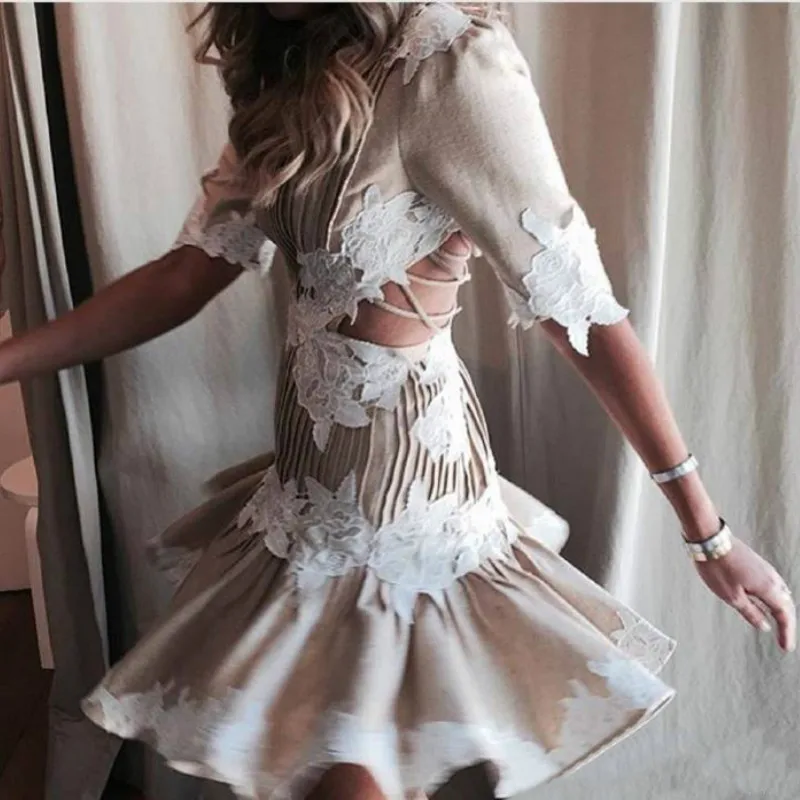 

2019 Fashion Women Backless Sexy Embroidery Women A-line Dress