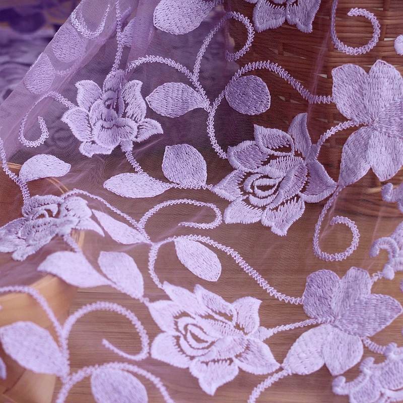 

Fabulous Lace Fabric Flower Embroidered purple Tulle Fabric Dress Bridal Veil Floral Lace Fabric 23.64 Inches Wide 1 Yard