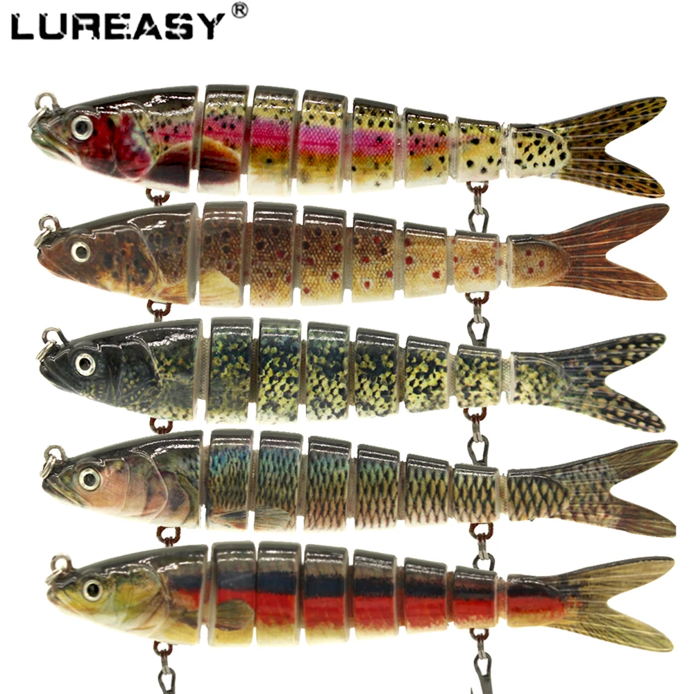 

1Pc 8 Sections Fishing Lure 0.689oz-19.54g/13.28cm-5.23" Swimbait Fishing Bait 6# Hook Fishing Tackle 16 Colors