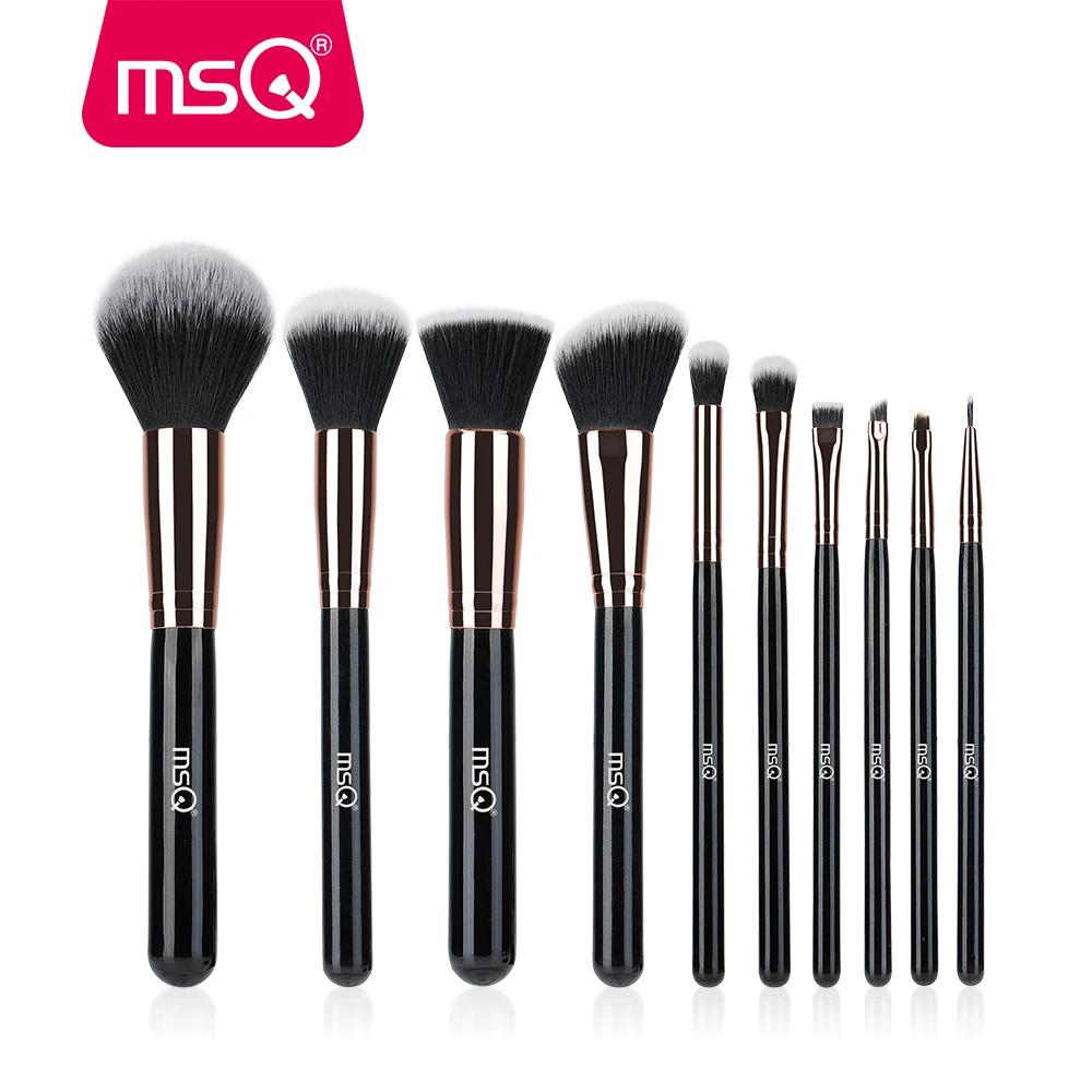 

MSQ 10pcs Rose Gold/Balck Professional Makeup Brushes Set Powder Foundation Concealer Cheek Shader Make Up Tools Kit