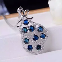 Натуральный голубой сапфир кулон S925 Серебряный натуральный драгоценный камень кулон Цепочки и ожерелья модный элегантный счастливая сумка кошелек для женщин вечерние ювелирные изделия