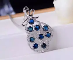 Натуральный Синий Сапфир кулон S925 серебро Природный камень кулон Цепочки и ожерелья модный элегантный лотерейный мешок кошелек женщин