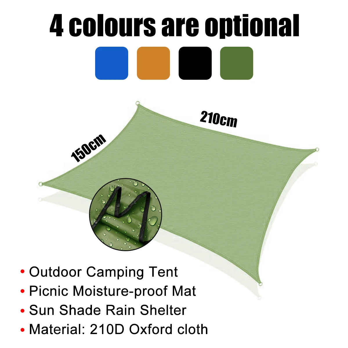 

PU3000 Ultralight Beach Sun Shelter Tarp Waterproof Tent Shade UV Sunshade Outdoor Camping oisture-proof Mat/Tent 150x210cm