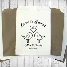 Пользовательские поцелуи птицы Свадьба попкорн Конфеты стол Лолли мешки обручальное девичник Bakery Cookie десертов подарок сувениры сумки