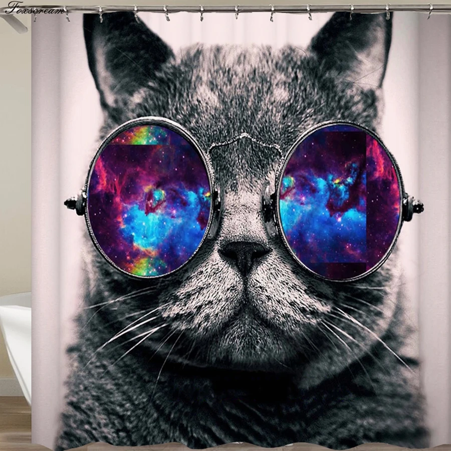 

Cat shower curtains bathroom shower curtain 3D fabric shower curtain funny waterproof shower curtain with hooks