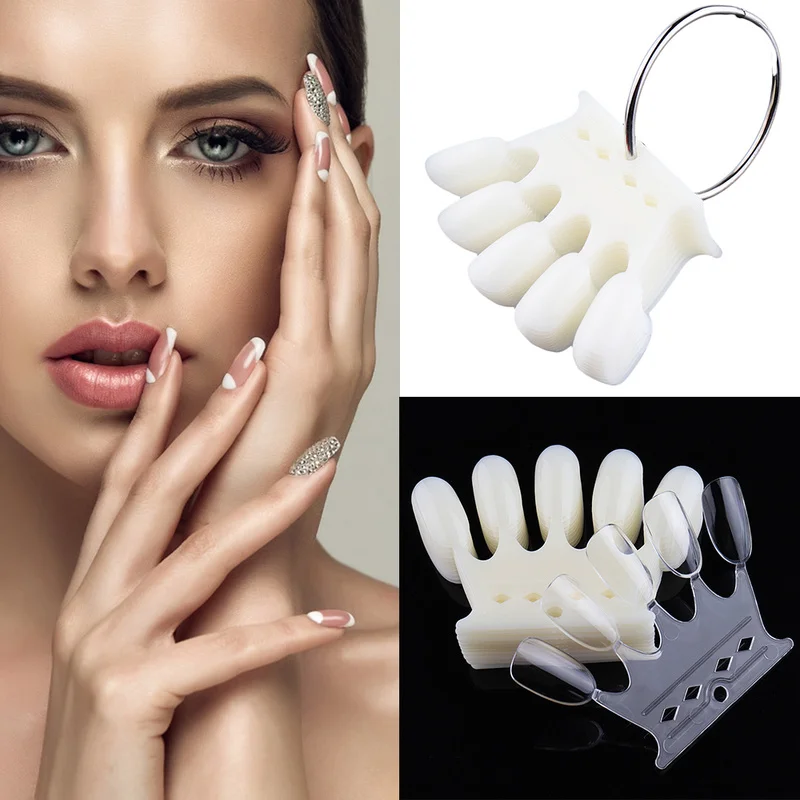 

10pcs Acrylic Practice Chart Palette False Nail Tips Practice Display Tool Fake Nail Art Polish Color Card Nail Art Crown Shaped