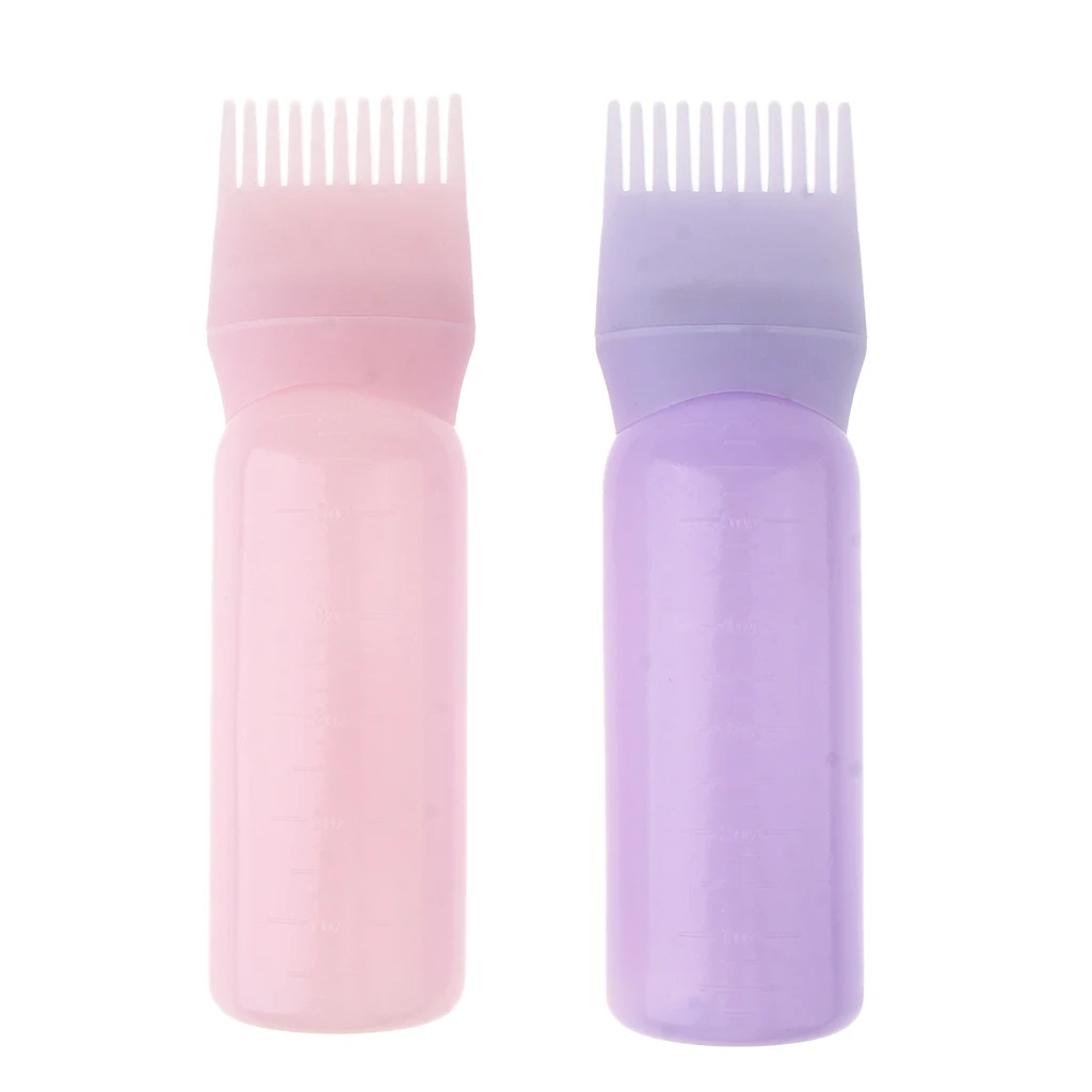 Set of 2Pcs Premium Plastic Hair Dye Combs Coloring Bottles Salon Tint Color Hairdressing Highlight Applicators