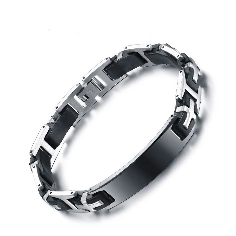 

Mens Stainless Steel Silicone Adjustable Link Bracelet Fashion Sport Wristband for Men with Gift Box & Link Remover Tool