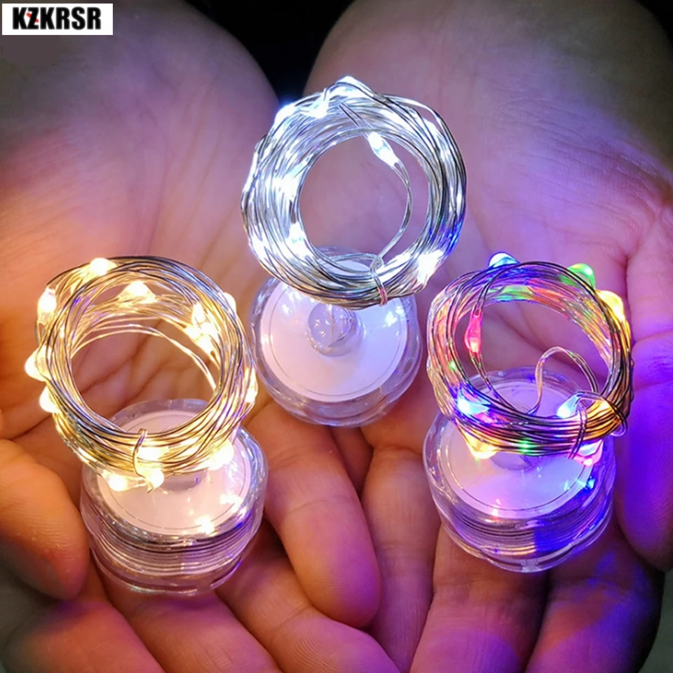 

KZKRSR Submersibe Silver Wire CR2032 Battery string light 2M 20LEDs Waterproof Bottle Vase Starry ribbon home garden decoration