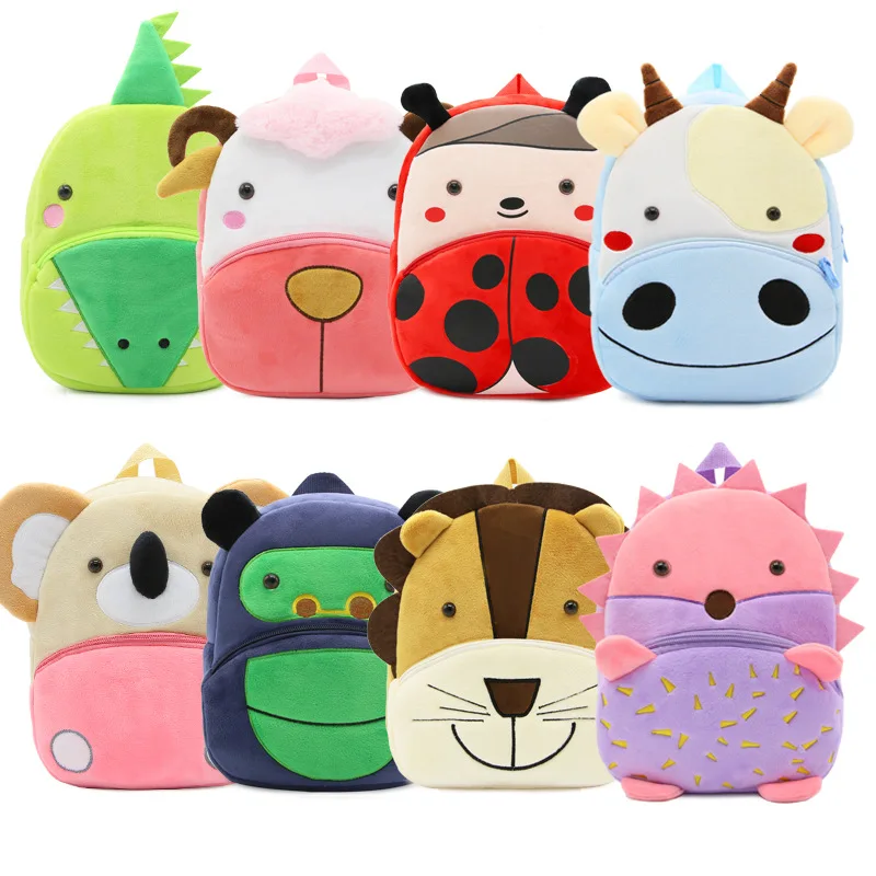 

2018 Plush Children Backpacks Kindergarten Schoolbag 3D Cartoon Zoo Animal mochila infantil Children School Bags for Girls Boys