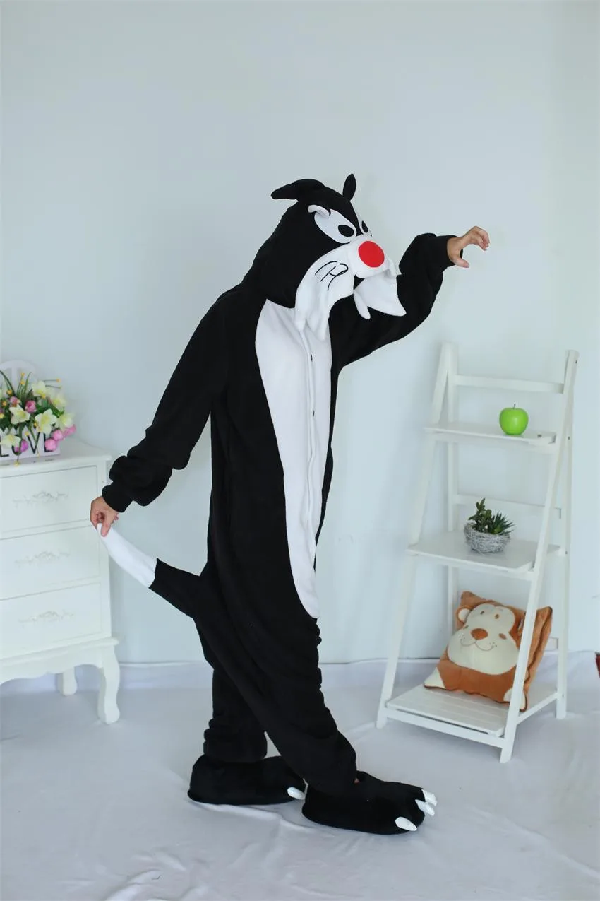 Kigurumi, Пижама для взрослых с животными, костюм для костюмированной вечеринки, единорог, комбинезон, черный комбинезон, Комбинезоны для Хеллоуина, рождественской вечеринки