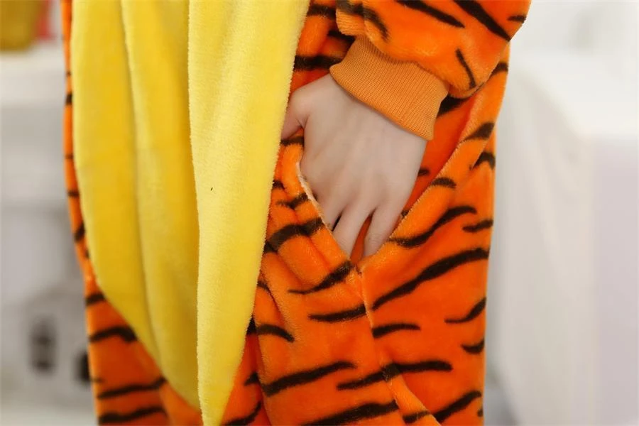 Кигуруми для взрослых животных комбинезон с тигром Пижама, костюм с принтом тигра, Комбинезоны Пижама с капюшоном Пижама унисекс Фланелевая Пижама