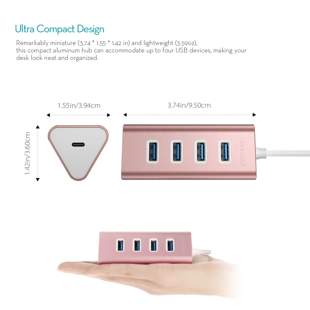 Алюминиевый USB концентратор dodocool с Type C папа на 4 порта 3 0 адаптер концентратора со