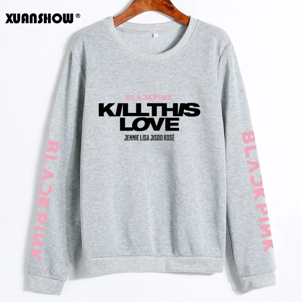  XUANSHOW Unisex Lovers Clothes Korean BLACKPINK KILL THIS LOVE Album Letters Sweatshirt Man Woman P