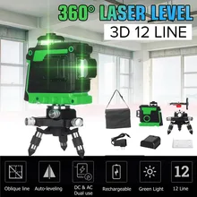 12 линий 3D лазерный уровень самонивелирующийся 360 горизонтальный и вертикальный крест супер мощный зеленый лазерный луч линия+ 5800 мач батарея