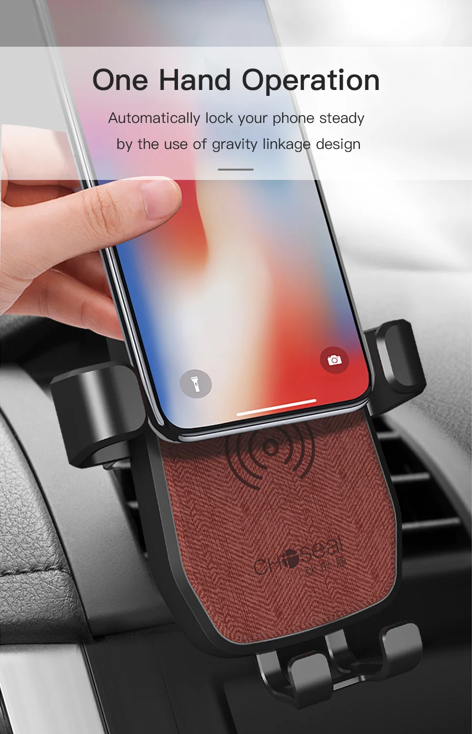 CHOSEAL 10W Qi Car Wireless charger for iPhone Xs XR X8 Fast Wireless Charger for Samsung Galaxy S9 S8 Xiaomi Mix 3 2S (3)