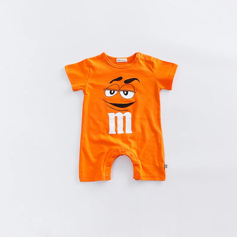 Одежда для новорожденных мальчиков, унисекс, Детский комбинезон для мальчиков и девочек, карамельный цвет, детский спортивный костюм с рисунком Шоколадных Бобов, новинка - Цвет: Orange Short