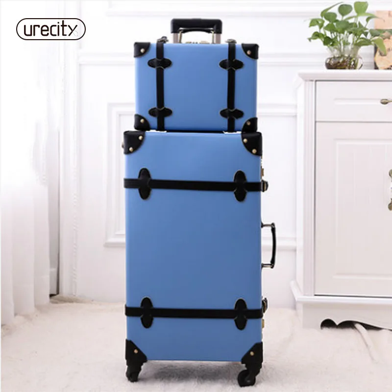 

2018 luggage retro solid rolling spinner pu material suitcase 4 wheels silent suitcase case high quality free shipping
