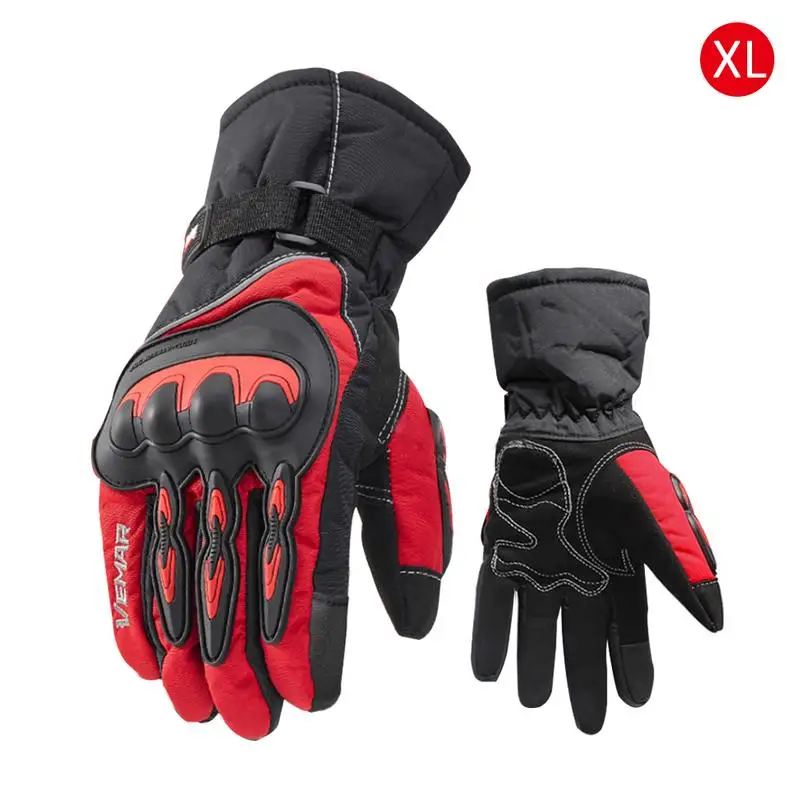 New Men And Women Winter Motorcycle Waterproof Gloves Touch Screen Riding Gloves Electric Car Warm Wind-Proof Gloves - Цвет: Red