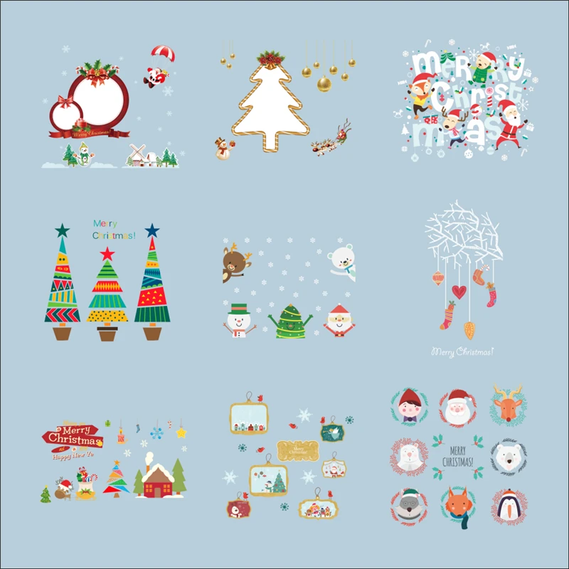 

2019 happy new year tree santa claus bell gifts wall decals kids rooms home decor merry christmas wall stickers pvc wallpaper
