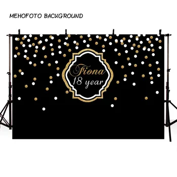 

MEHOFOTO Photography Backdrops Black Gold Birthday Party Photo Background Custom for Photo Studio Props