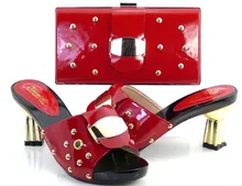 Frauen Schuhe Und Tasche Set SFS-02 rot Freies Verschiffen Italienische Schuhe Mit Passenden Taschen Für Party Sommer Sandale Größe 37-43