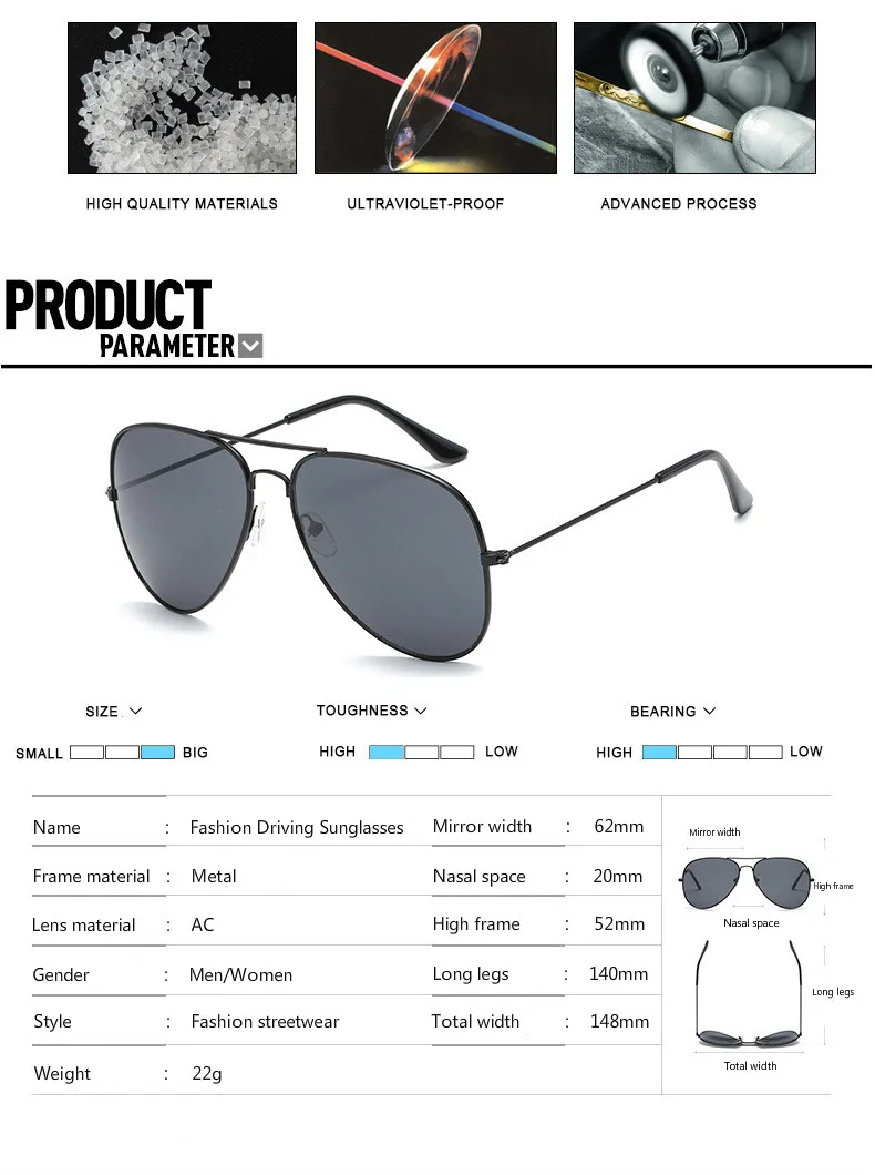 Авиационные солнцезащитные очки ночного видения, Классические Модные нейтральные Ретро темные солнцезащитные очки для вождения, защитные очки для водителя UV400