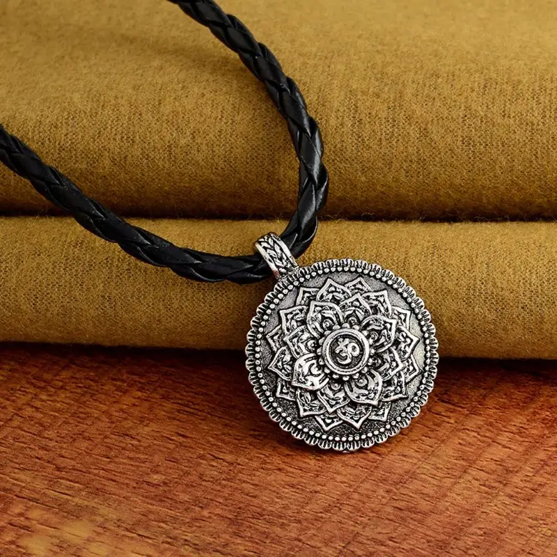 Om Мандала Лотос медальон-подвеска Цепочки и ожерелья тибетская буддистская медитация ювелирные изделия