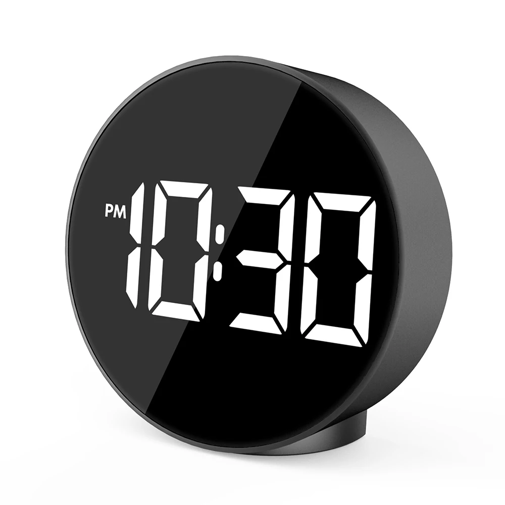 Alarm Clock Voice Control Large LED Display Electronic Snooze Backlight Desktop Digital Table Mirror Surface Clocks Watch | Дом и сад