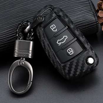 

Tpu Carbon Fiber Car Key Bag Case Cover Holder For Audi Q3 A4L A6L Q5 Q7 A1 A3 flip Key Cover