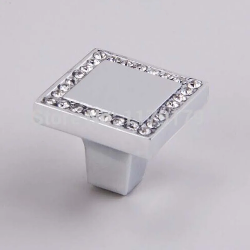 

modern fashion K9 clear crystal Kitchen cabinet knob shiny silver drawer knob chrome dresser cupboard furnitute handles knobs