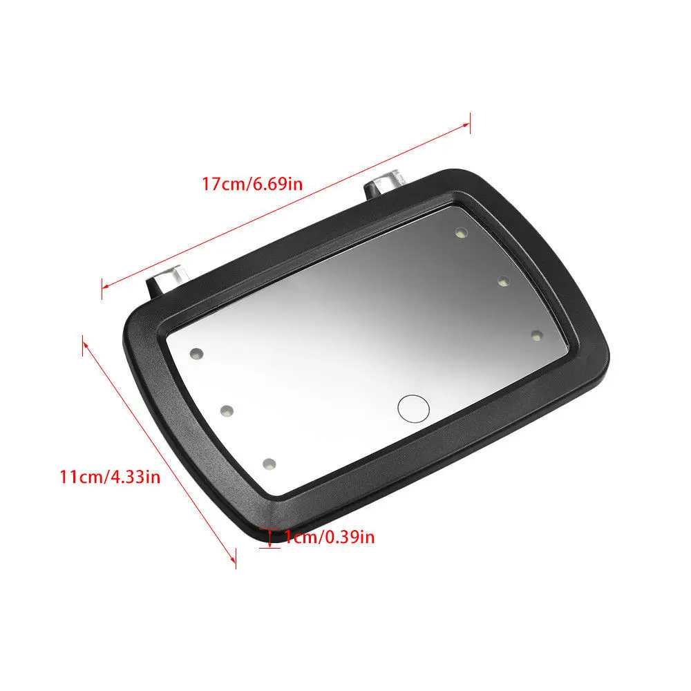 LED Lighted Black Clip On Sun Visor/Vanity Mirror Car/Automobile Light Cover vfg
