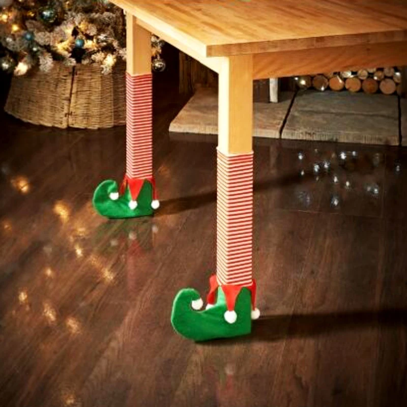 

4 pcs/set Christmas Chair Feet Cover Christmas Decoration Tables And Chairs Foot Covers Non-slip Cases TQ