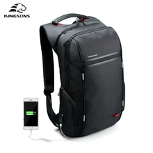 Kingsons Brand 15.6” Men Laptop Backpack External USB Charge Antitheft  Computer Backpacks Male Waterproof Bags