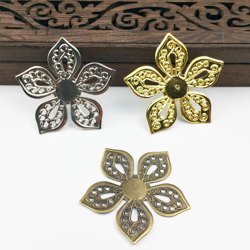 

20pcs 40mm Filigree Pentagonal Wraps Metal Charms For Embellishment Scrapbook DIY Jewelry Metal Craft Wraps