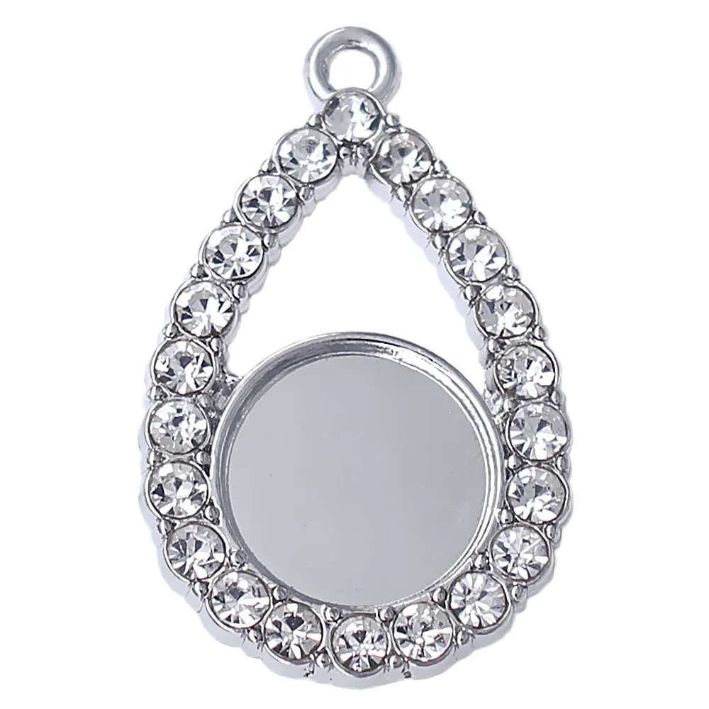 

Eco friendly Alloy Inlaid Blank Teardrop Square Round Love Round Tray Charm Pendant DIY Paste Photo Images for Metal Crafts