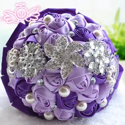 Высокое качество 2016 Свадебный YIYI Свадебный букет с хрустальным жемчугом и шелковыми розами романтический свадебный букет невесты D229