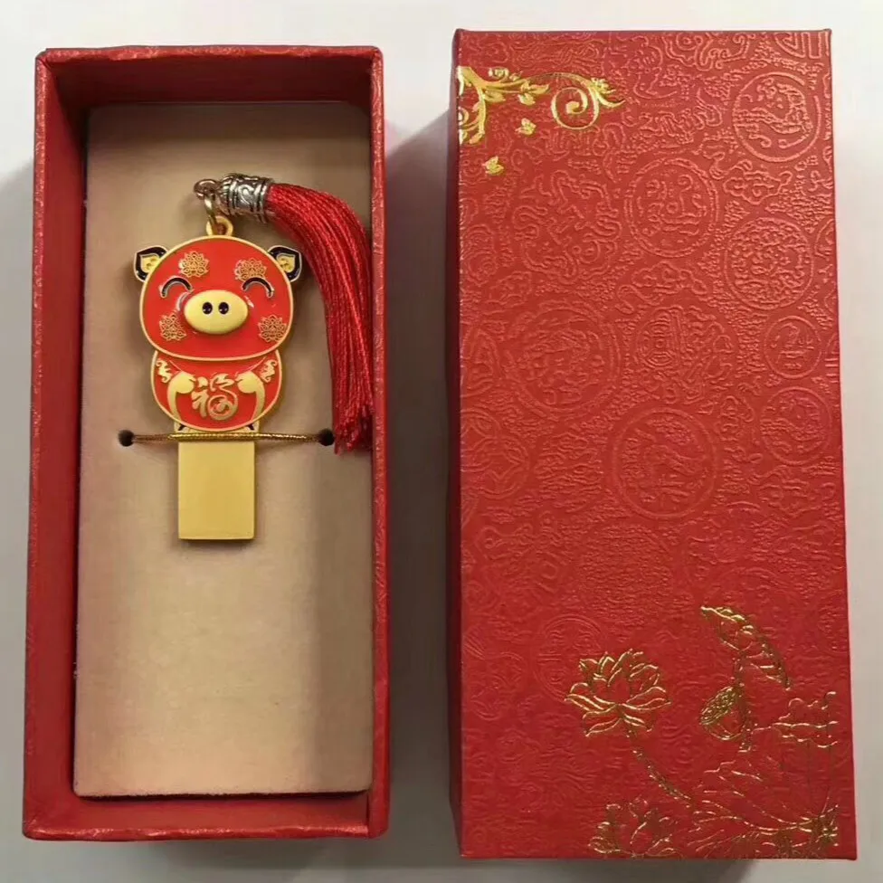 

U disk wholesale 2019 gold pig U disk custom LOGO lettering metal waterproof business business advertising gifts 32G