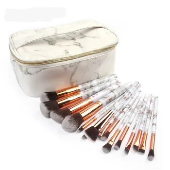 

Professional 15Pcs Marble Makeup Brushes Makeup Tool Soft Brush Set Foundation Powder Marble Make Up Tools with Cosmetic Bag#