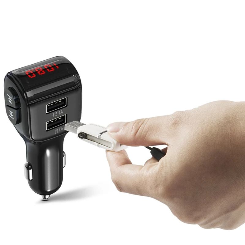 Двойная Быстрая зарядка автомобиля зарядное устройство для Зарядное устройство автомобиля Mp3 плеер с Bluetooth автомобильный набор, свободные