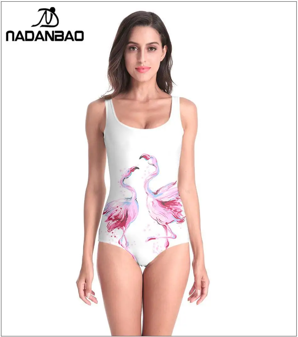 NADANBAO Фламинго печатных оригинальные купальники Сексуальная Пляжная одежда для женщин цельный эластичный купальник