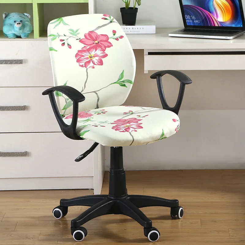 Цветочный принт эластичный офисный чехол на компьютерное кресло спандекс чехол для стульев лайкра чехол для стула стрейч подходит для офисных стульев