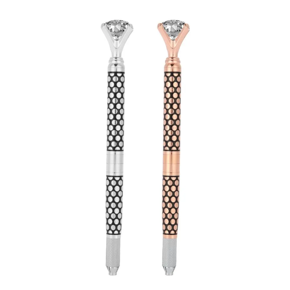 

2 Types Eyebrow Manual Pen Microblading Tattoo Machine For Permanent Eyebrow Lip Embroidery Munsu Tebori With Crystal Diamond