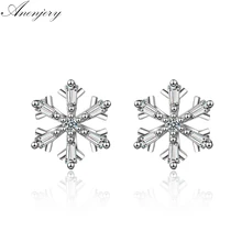 Anenjery дизайн Циркон снежинка 925 пробы серебряные сережки oorbellen S-E784