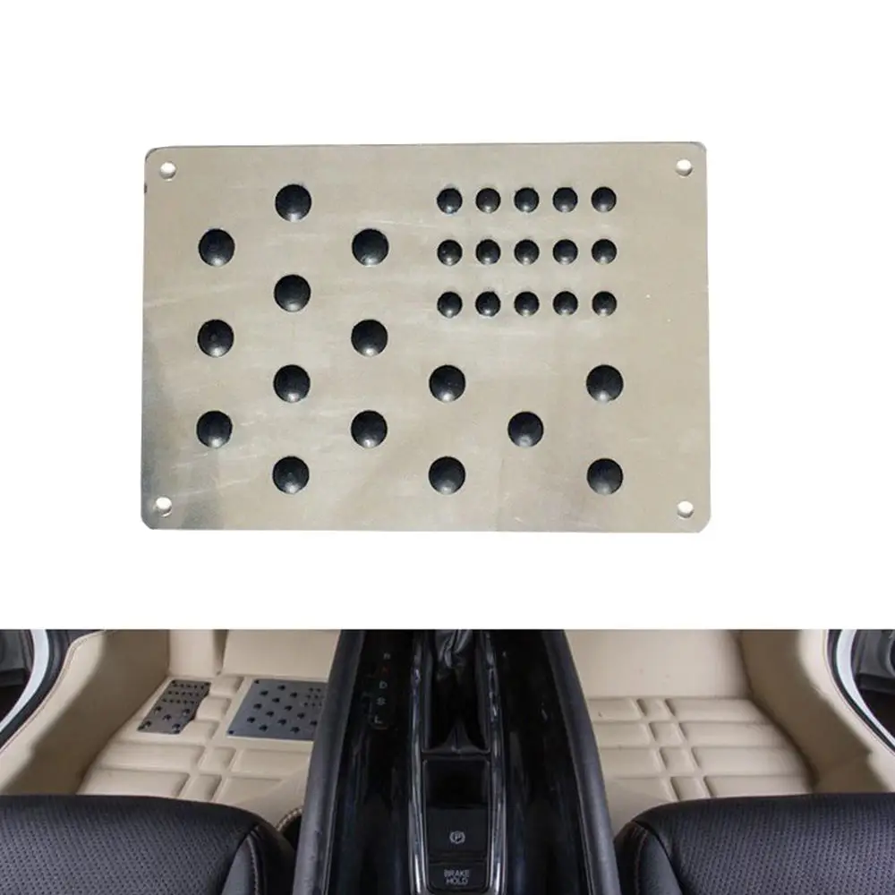 

1PCS Universal Silver Car Floor Mat Foot Heel Scuff Plate Non-slip Carpet Patch Automobile Alloy Wear Plate Anti-skid Pad