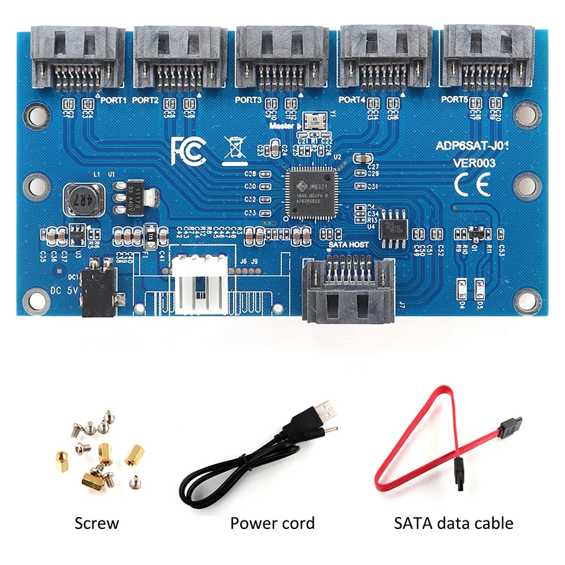 SATA 1 To 5 Port converter AdatperSATA Multiplier Port Card SATAII Riser card