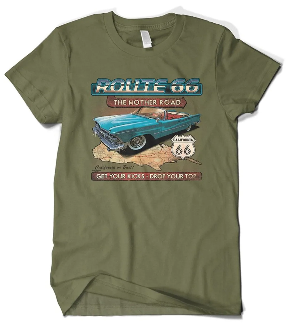 Cotton Loose Shirts Zomer O-Neck Short-Sleeve Mens Men's Route 66 The Mother Road Cali California T-Shirt T | Мужская одежда