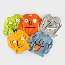 Baby Boys Girls Pullovers Cartoon Face Children Students Cotton Sweater Kids Long Sleeve Pullover Casual Clothes Kid 2-10 Years