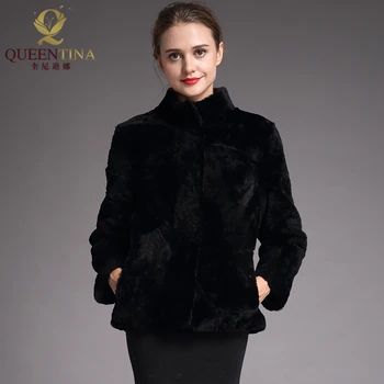 

2018 Genuine Fur Real Sheepskin Coat Women Winter Fashion Wool Coat Female Mandarin Collar Warm Sheep Shearing Jacket Outercoats