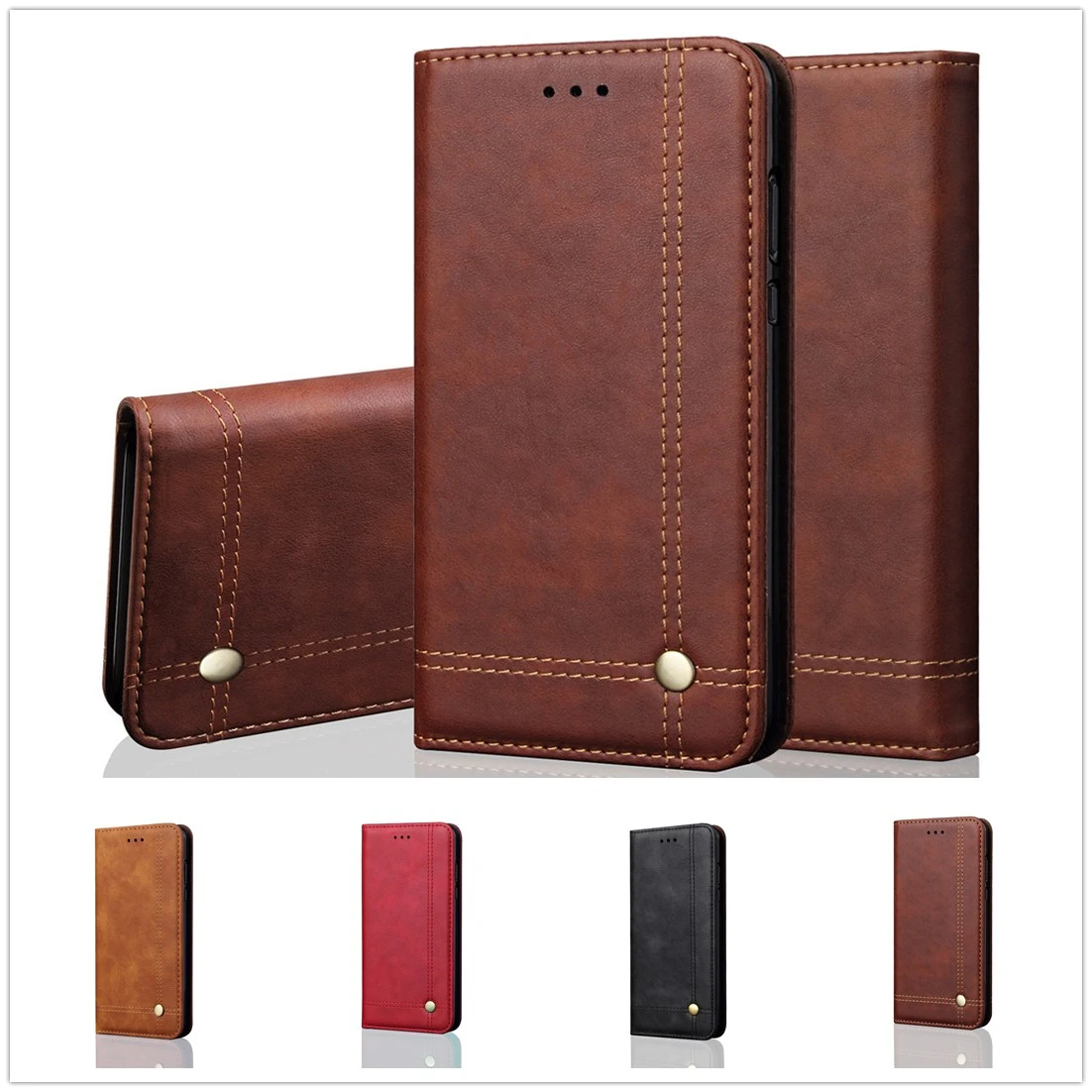 

Luxury Business Cover for iPhone X XS MAX XR Solid Color Leather PU Whit Card Formula for iPhone 7 8 6 S Plus Leather for 5S 5ES